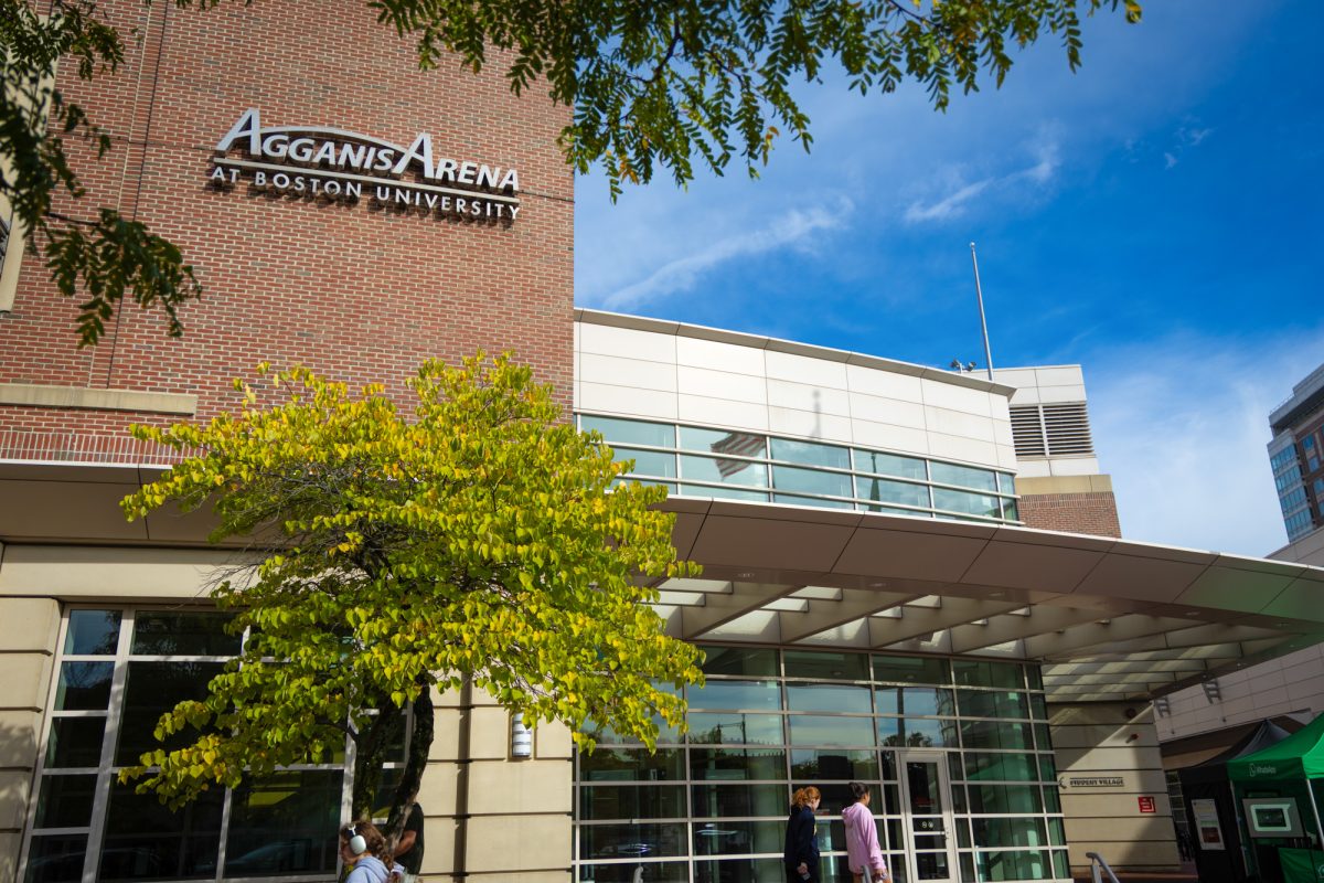 Boston University’s Agganis Arena in West Campus. The BU Athletic Department announced a plan to increase the number of hockey games students must attend to receive a free jersey.