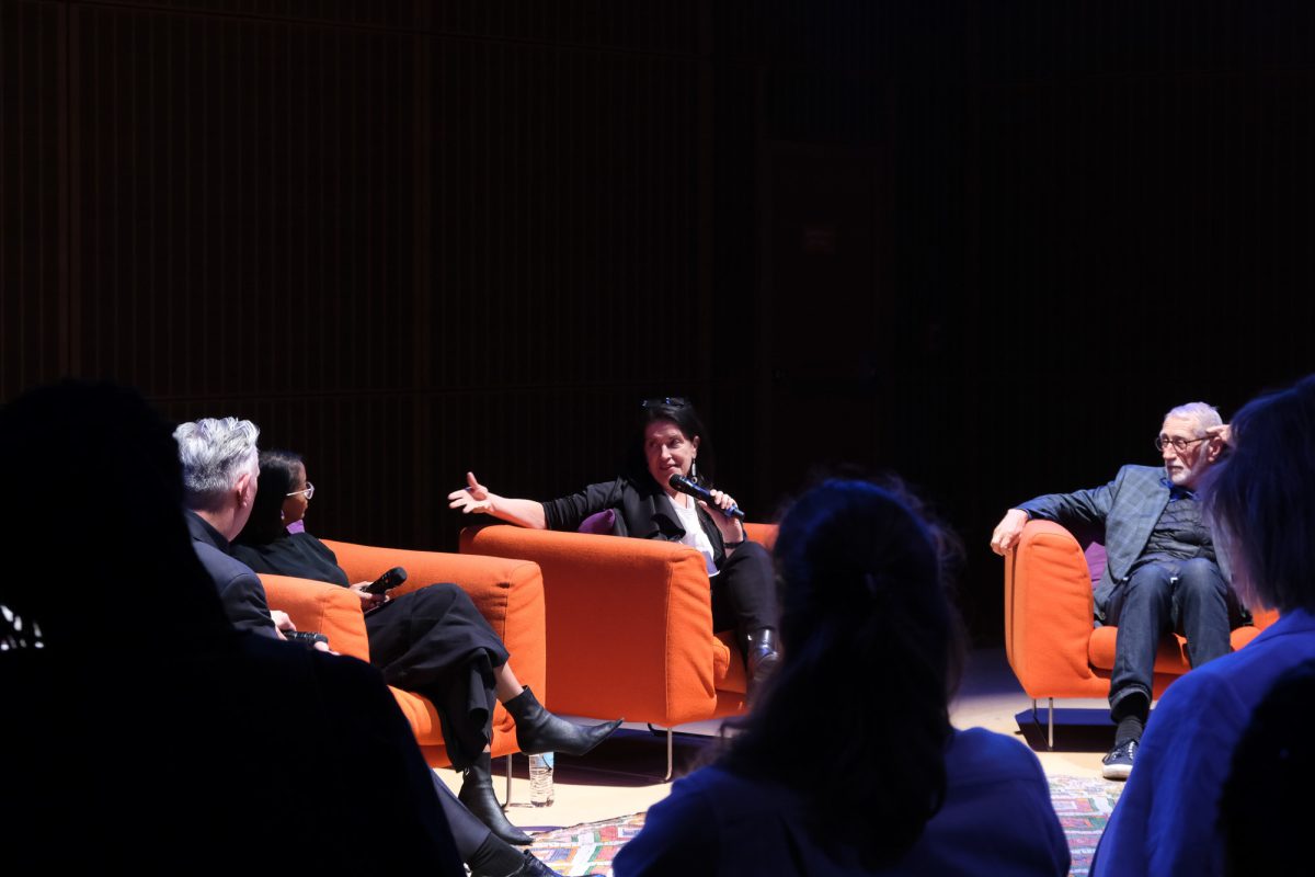 Moderator Charles Waldheim, Boston University alum Sara Zewde and landscape architects Julia Czerniak and Laurie Olin on a panel at the Isabella Stewart Gardner Museum in Boston.