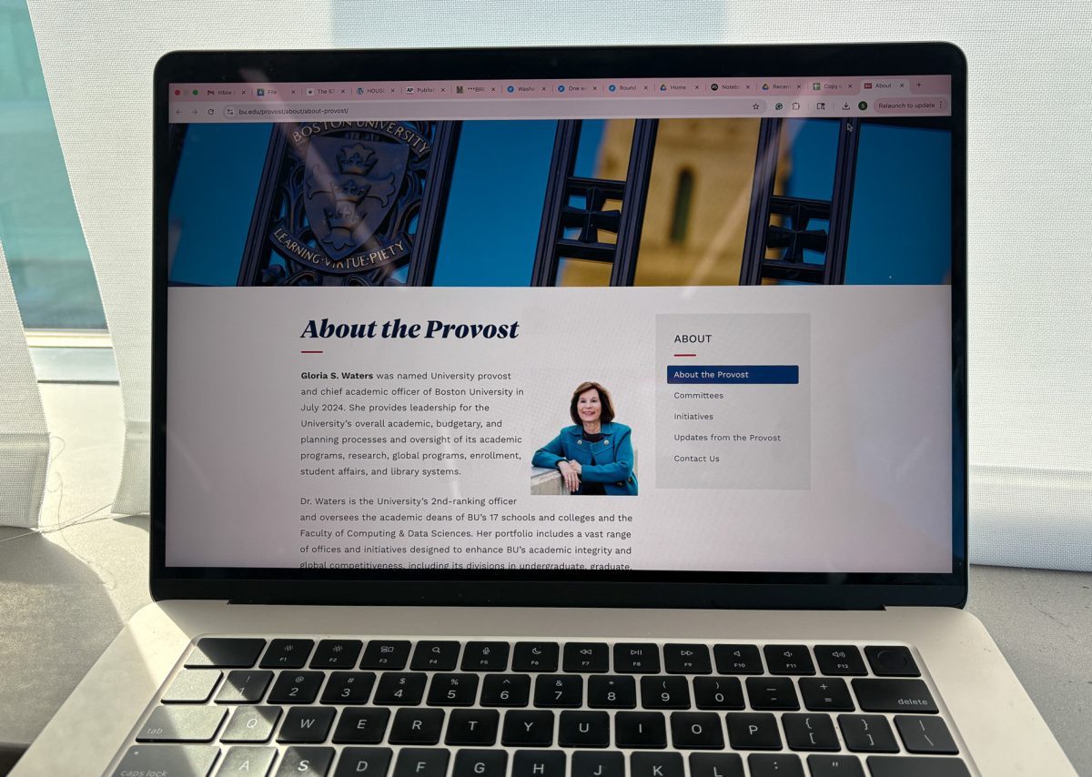 Boston University's “About the Provost” page, featuring Gloria Waters. Waters is resigning from her position as University provost and chief academic officer. 
