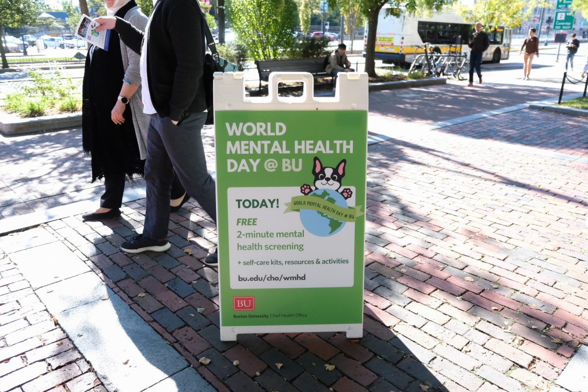 World Mental Health Day fair at Boston University’s George Sherman Union on Thursday afternoon. The fair offered free two-minute mental health screenings. 