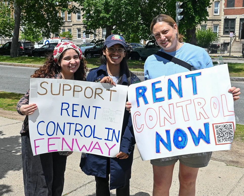 Volunteers canvassing to reach 75,000 signatures to add rent control to the 2026 ballot. Fenway Forward is partnering with Homes for All Massachusetts to promote the initiative.