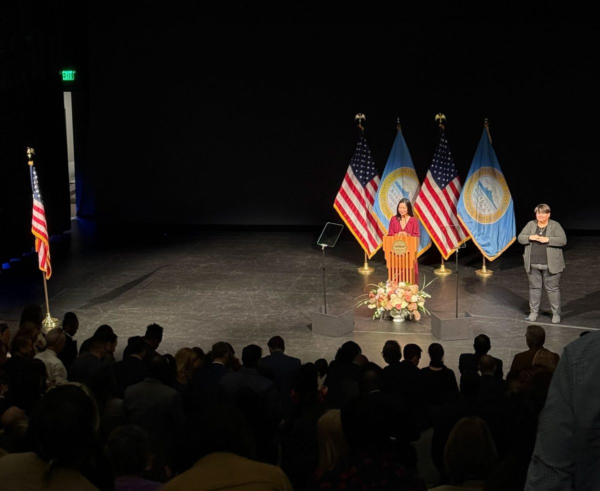 Mayor Wu delivered her State of Schools address at Josiah Quincy Upper School in Boston Oct. 28. Superintendent Mary Skipper and Boston School committee Chair Jeri Robinson joined Wu to give the first ever State of Schools address amid attacks on public education. 