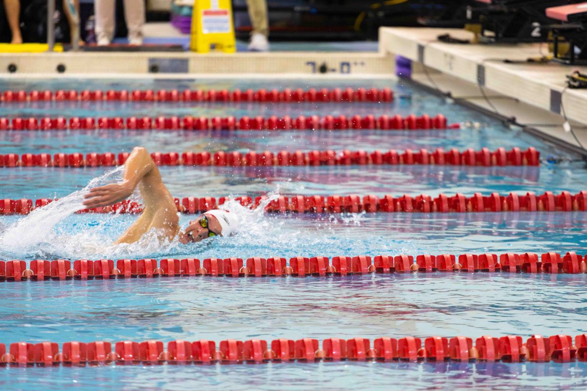 Sophomore Giovanni Sullo swims in the A Final of the 1650-yard freestyle. 