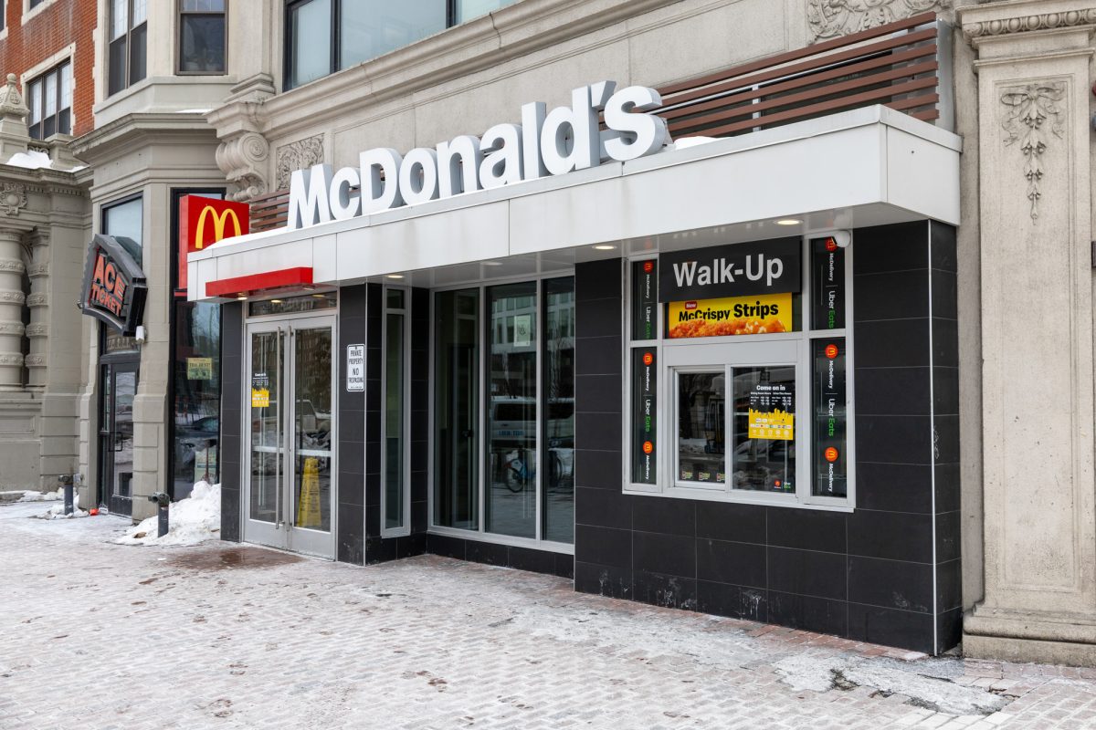 McDonalds in Kenmore Square. Since Boston University announced the closure of on-campus late-night dining in August, students have limited options for late-night snacks.