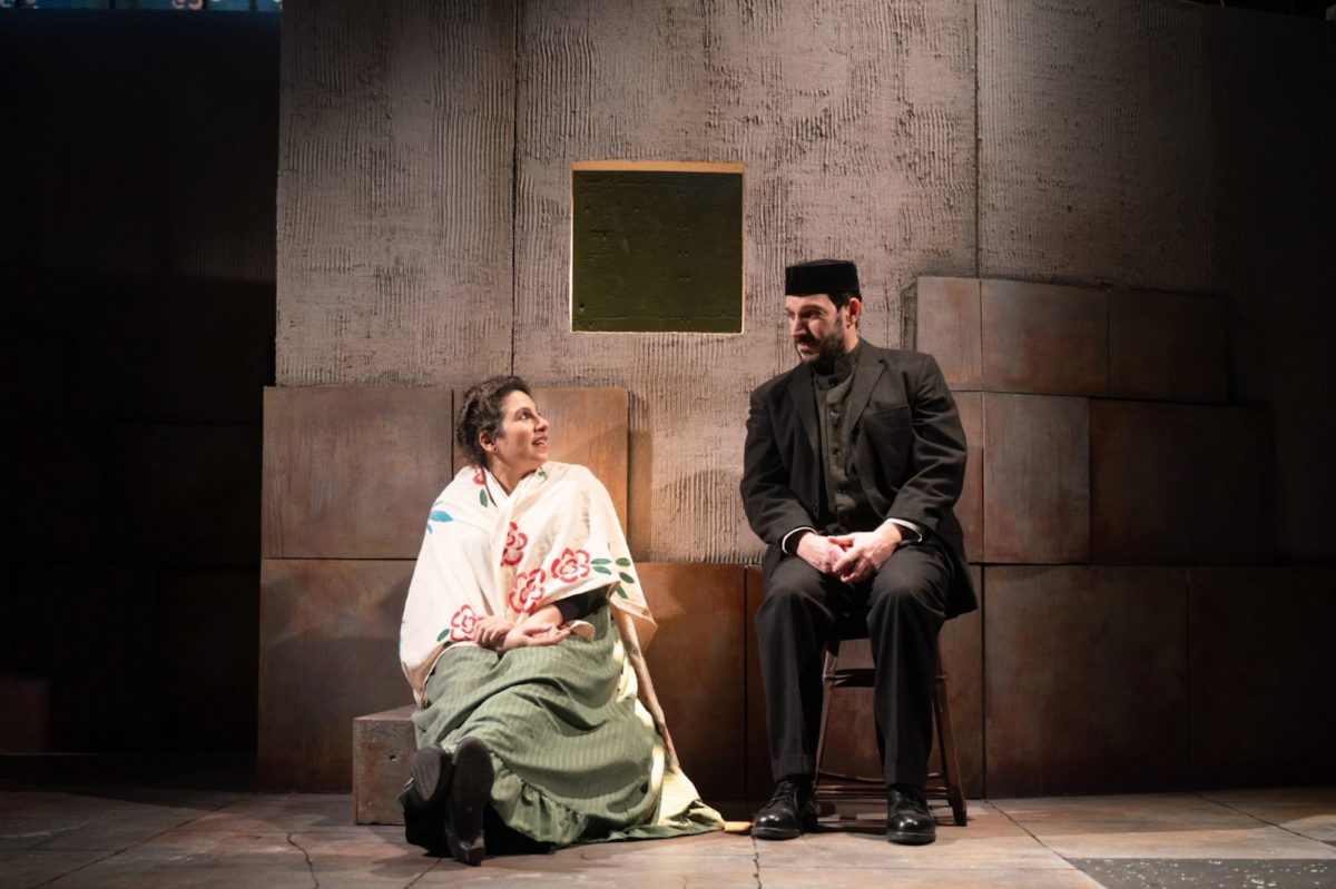 Sarah Corey and Robert Najarian perform onstage together in “ZABEL IN EXILE.”