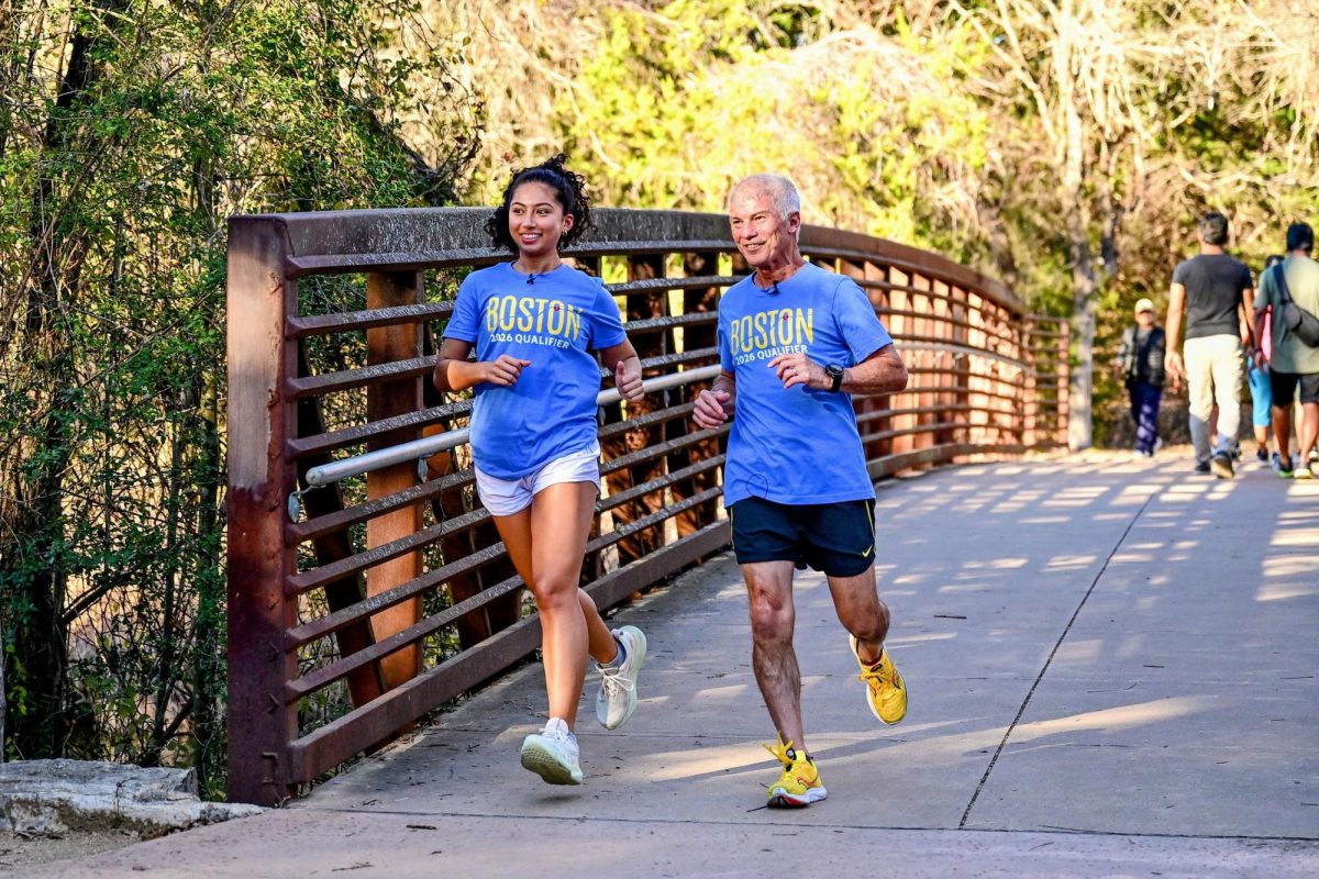 Mia Sanchez goes on a run with her grandfather, Carlos Sanchez. The two will run the 130th Boston Marathon together this April, potentially marking the first time a grandfather-granddaughter duo has done so in the race’s history. 