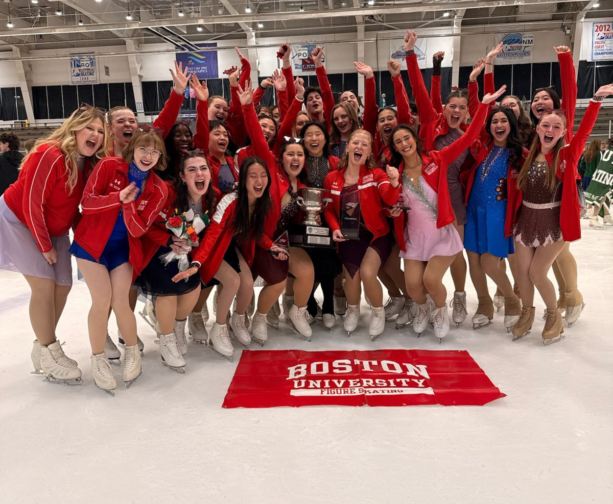 The Boston University Figure Skating Club at the 2026 Figure Skating National Championships in Salt Lake City, Utah. The team won the National Intercollegiate Final, scoring 263.0 points and earning its ninth national title.