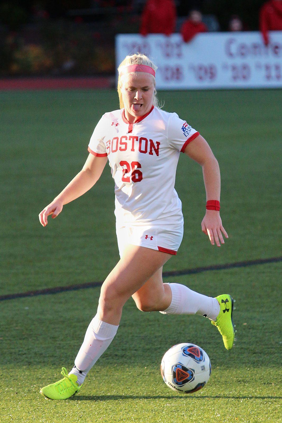 Junior McKenna Kennedy in a Nov. 4 game against Lehigh University. Kennedy enters this season as the last upperclassmen defender. MADDIE MAHOLTRA/ DFP FILE