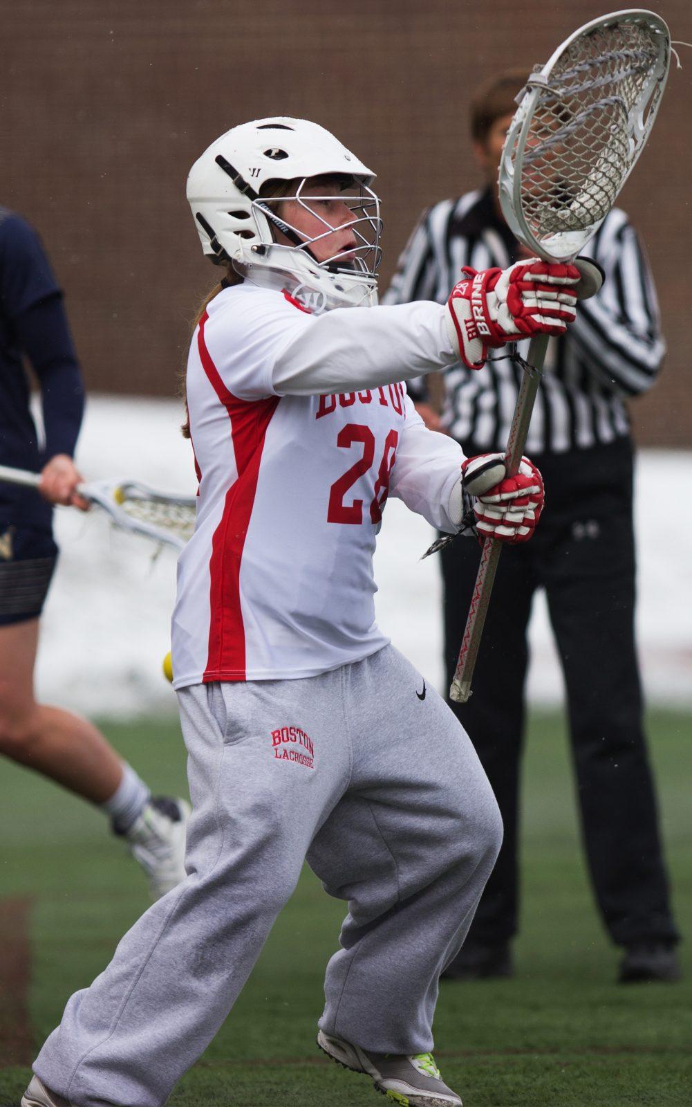 Senior goalkeeper Caroline Meegan was second in the NCAA in saves per game going into Wednesday's game. She made 9 stops against the Raiders. PHOTO BY ALEXANDRA WIMLEY/ DAILY FREE PRESS STAFF