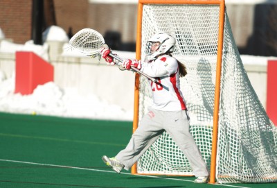 Caroline Meegan finished strong and recorded six saves in the second half. PHOTO BY ALEXANDRA WIMLEY/DAILY FREE PRESS STAFF