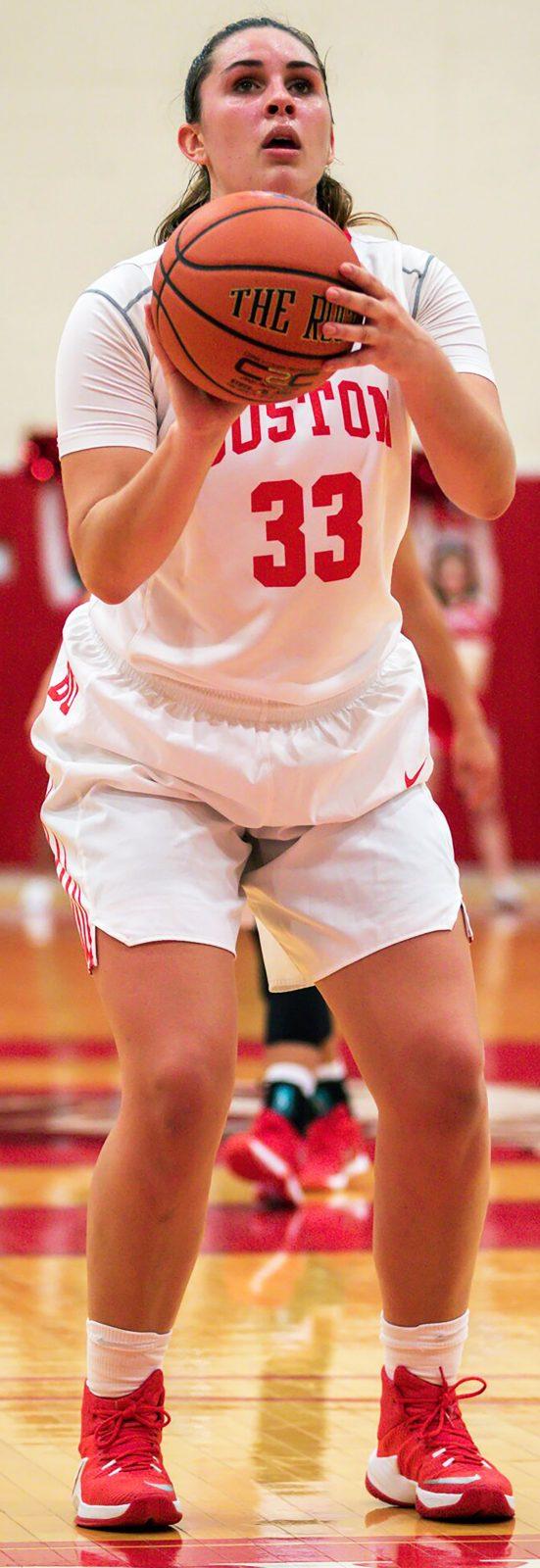 Senior Meghan Green contributed 7 points and 4 rebounds off the bench. PHOTO BY JOHN KAVOURIS/ DAILY FREE PRESS STAFF