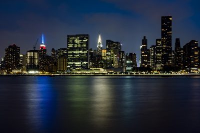 new york city skyline at night