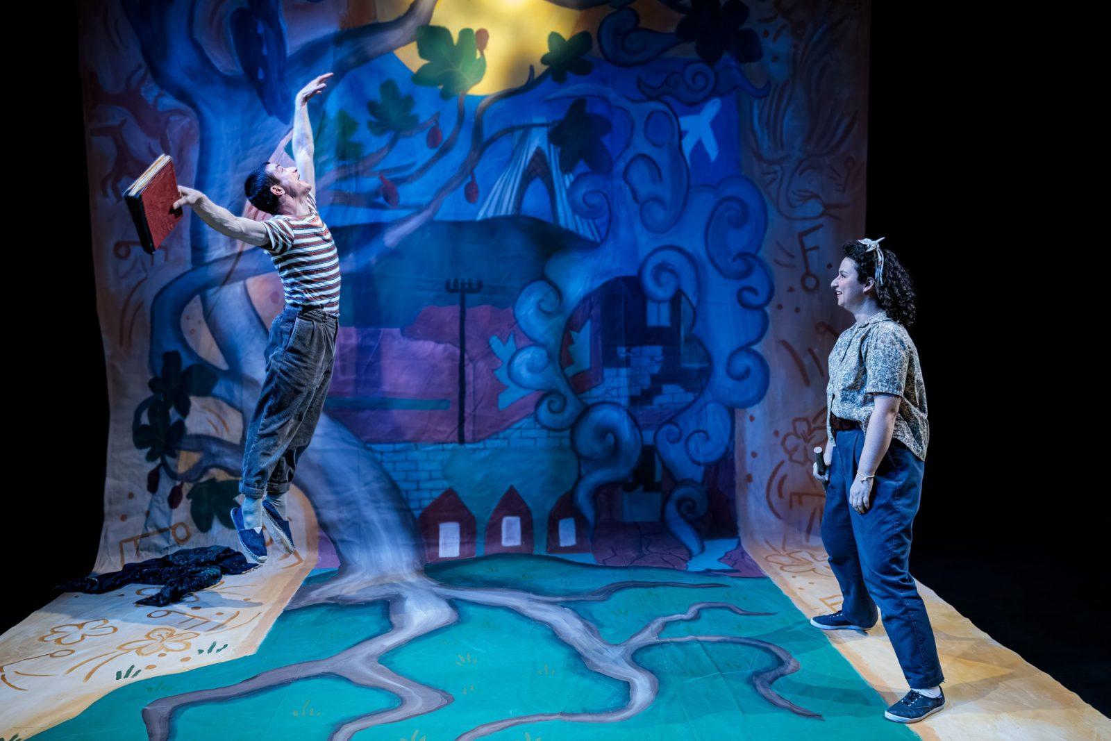 Danny Bryck (left) and Minou Pourshariati (right) in a performance of “The Fig Tree, and The Phoenix, and The Desire to Be Reborn.” The show, which was written by Boston University master’s student Isabelle Fereshteh Sanatdar Stevens, will run at the Boston Playwrights’ Theatre from Feb. 20 to March 9. COURTESY OF BENJAMIN ROSE PHOTOGRAPHY 