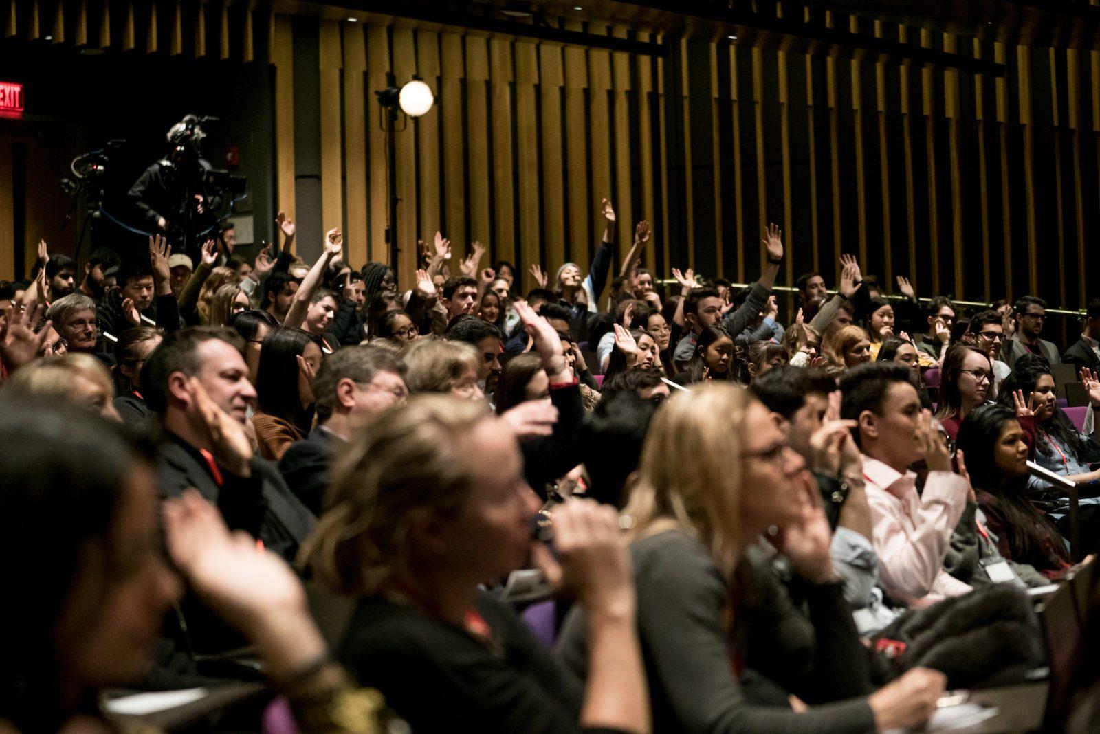 Students, faculty and other audience members participate during the TEDxNortheastern University event Saturday. COURTESY OF TEDxNORTHEASTERN UNIVERSITY
