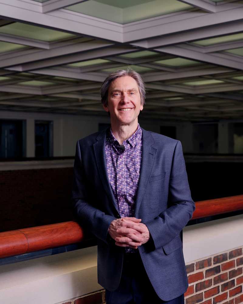 Marshall Van Alstyne in Questrom. Van Alstyne, a grant from The National Science Foundation, to “explore the question of using markets to address misinformation.” PHOTO COURTESY OF CODY O'LOUGHLIN