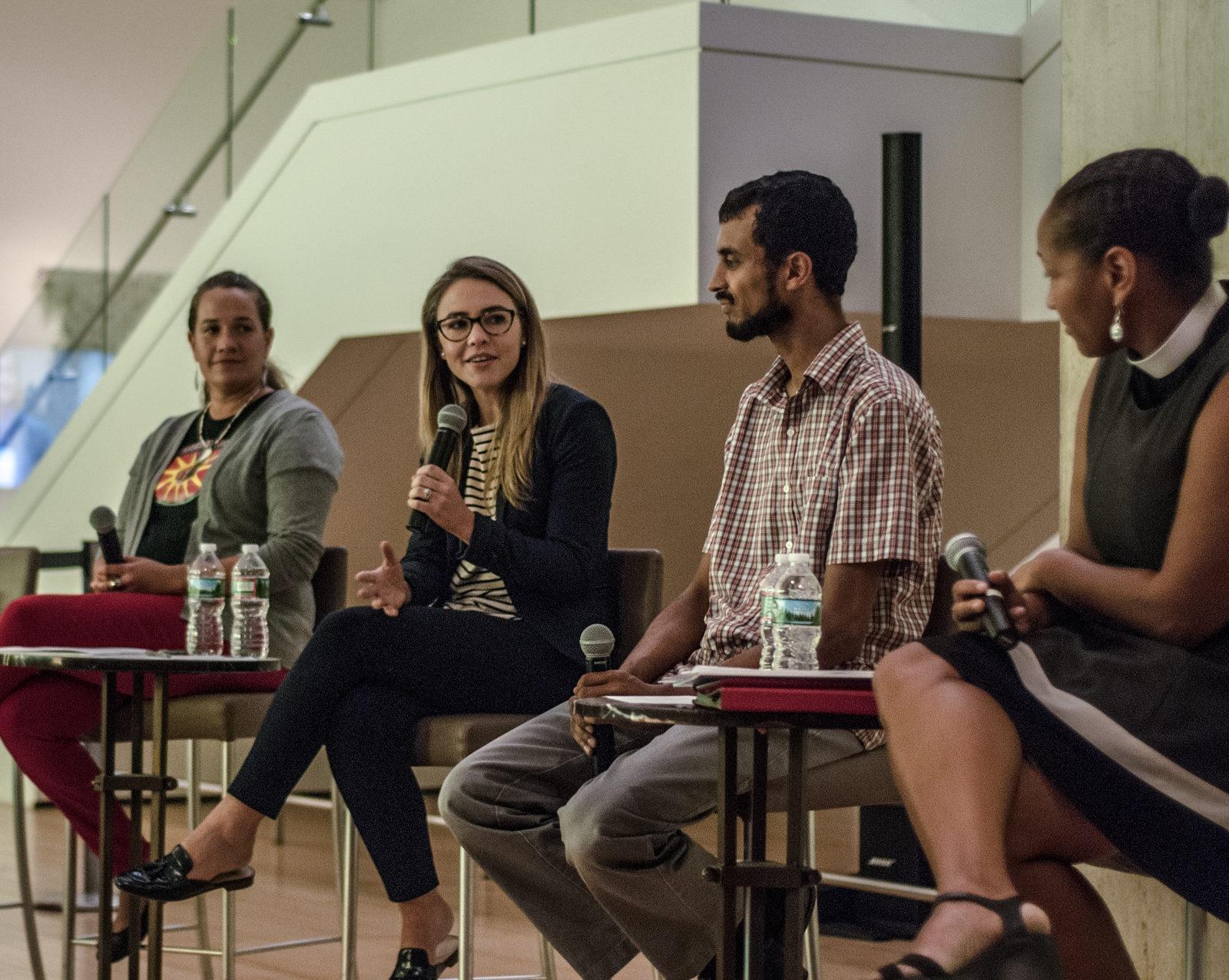 The Museum of Fine Arts Boston hosts “The City Talks: Climate Change," a discussion about climate change in Boston and the Inuit art exhibition, Wednesday night at the Edward H. Linde Gallery. PHOTO BY BILLY BEVEVINO/ DAILY FREE PRESS STAFF