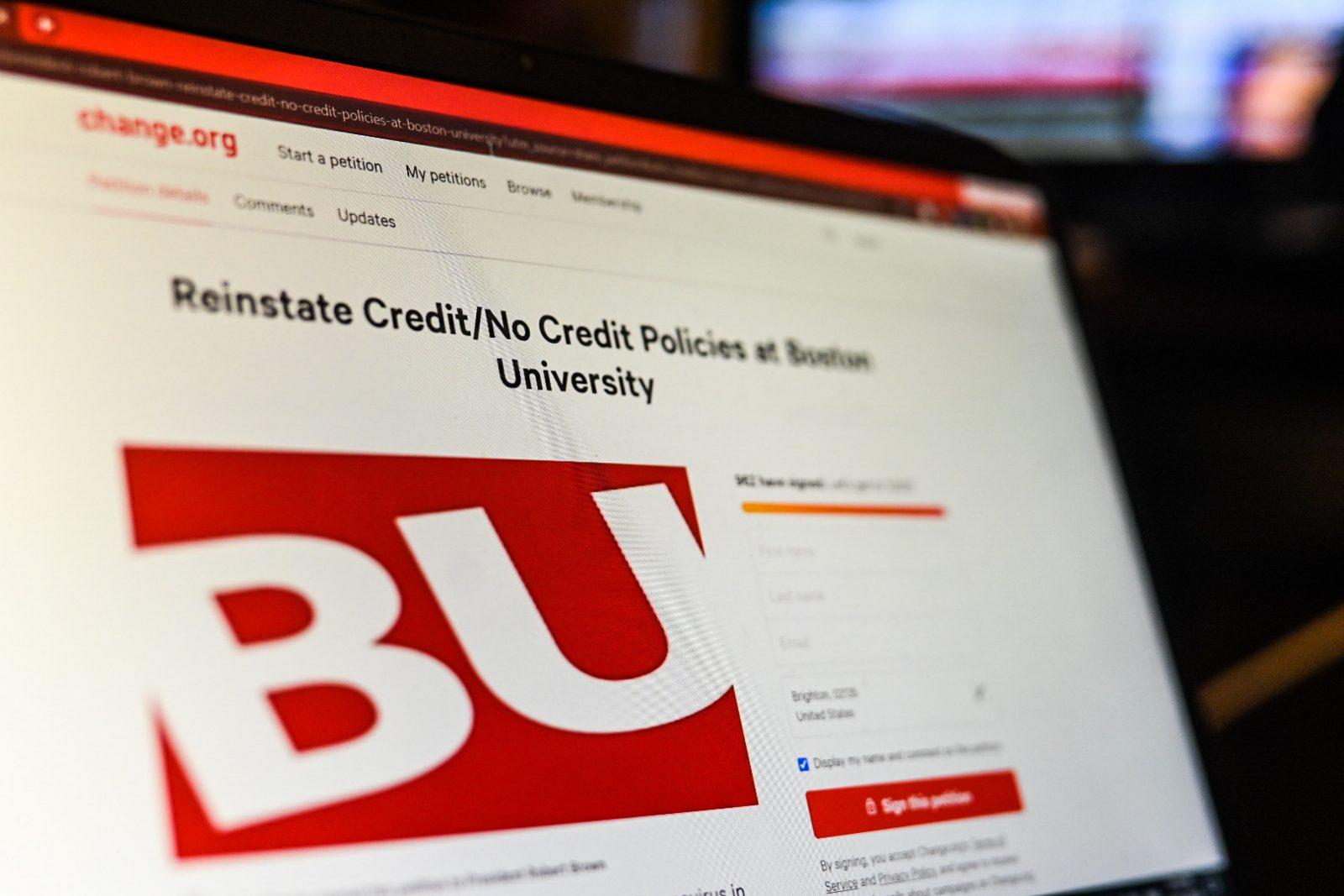 Students are urging Boston University to reinstate its Credit-No Credit grading policy through an online petition launched Friday. ILLUSTRATION BY LAURYN ALLEN/ DAILY FREE PRESS STAFF