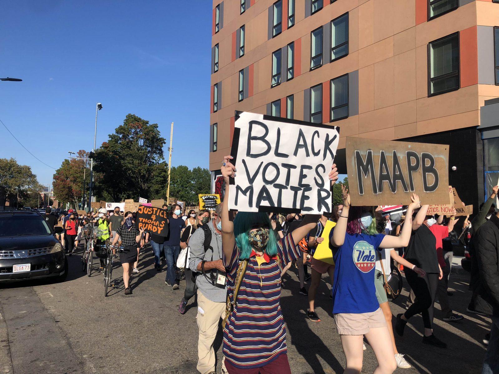 Hundreds gather Saturday afternoon to call out police violence