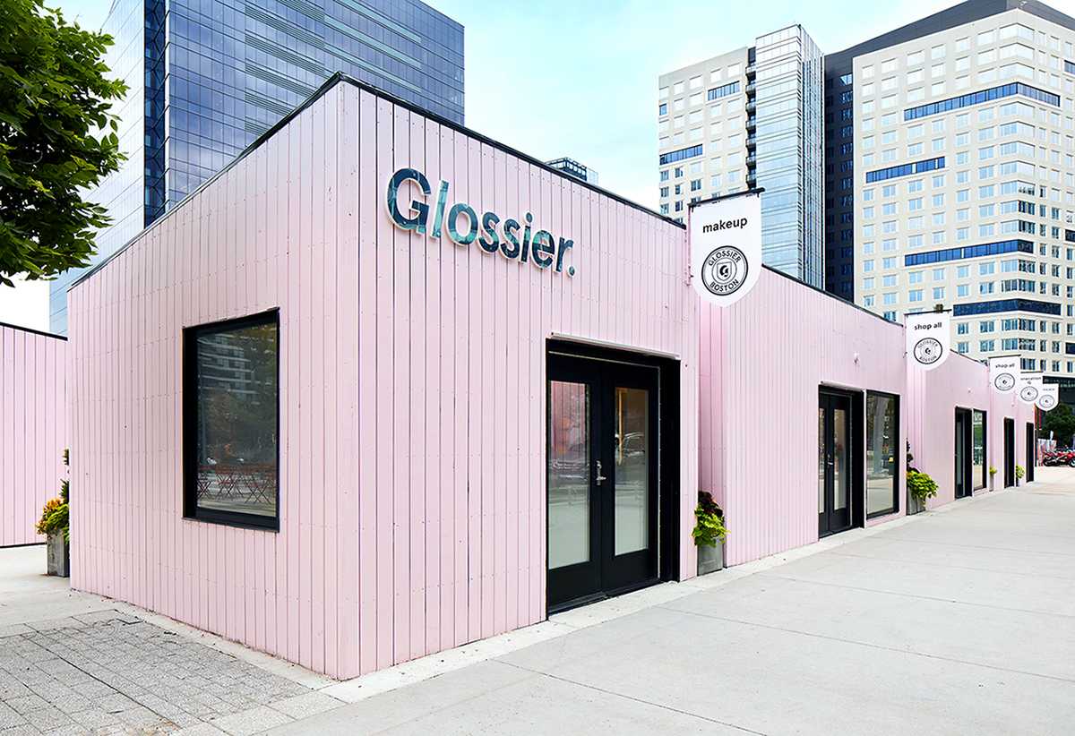 The Glossier pop-up shop in the Seaport District. The company’s third pop-up this year came to Boston at the start of August and will remain throughout October. COURTESY OF GLOSSIER