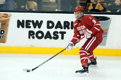 Men's hockey freshman forward Jack Eichel was given the Mickey Cochrance Award, given to the best BU male athlete. PHOTO BY JUSTIN HAWK/DAILY FREE PRESS FILE PHOTO