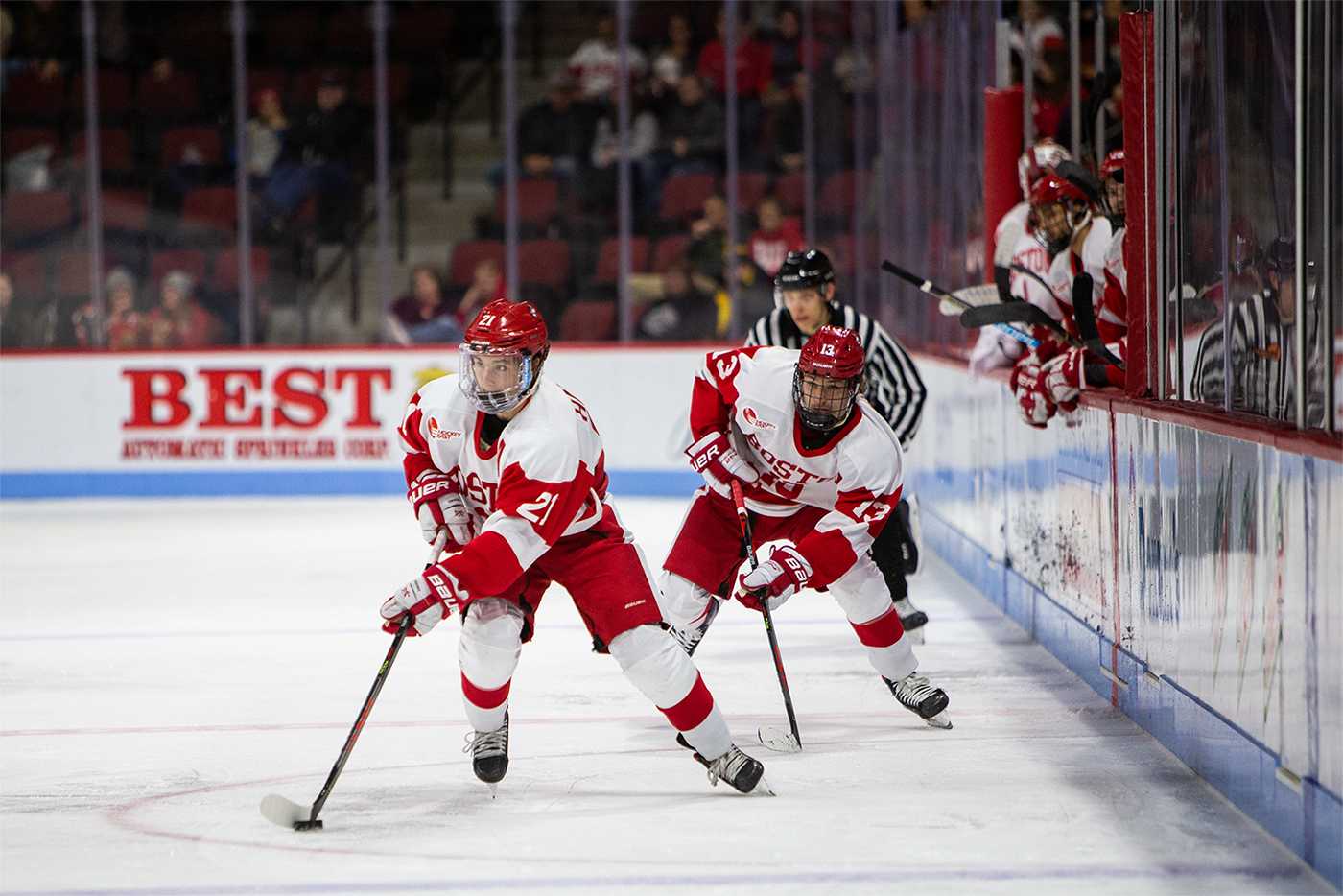 Boston University men's hockey team at Agganis Arena