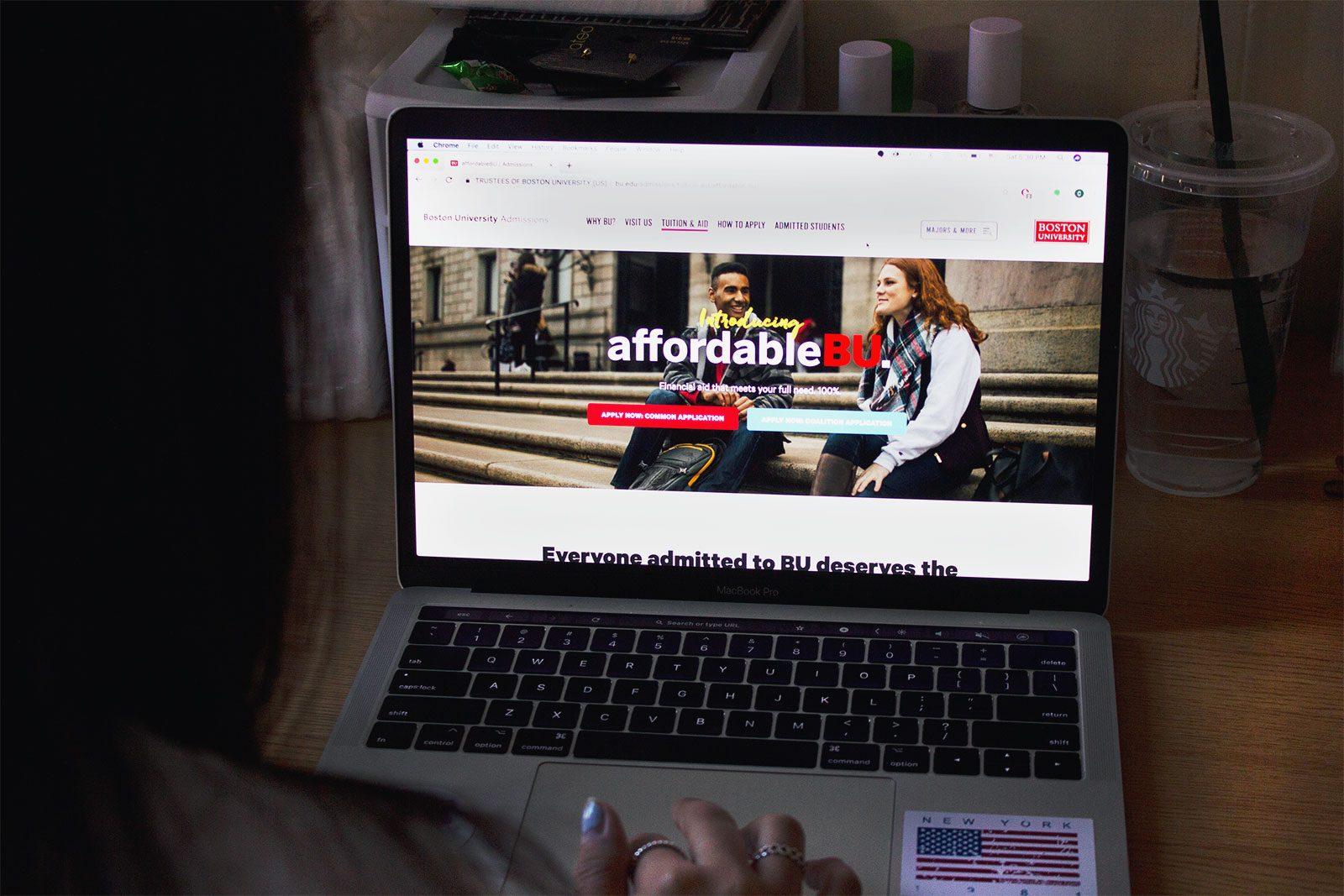 The homepage of “affordableBU,” Boston University’s new financial aid system. It is designed to fully meet the needs of incoming classes, but does not affect current students. ILLUSTRATION BY CONNYR LU/ DAILY FREE PRESS STAFF