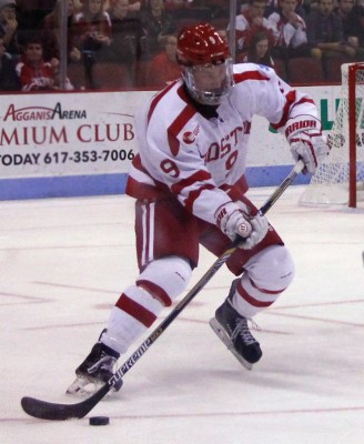 Freshman forward Jack Eichel scored four points in a game for the third time this season Saturday against Wisconsin. PHOTO BY ALEXANDRA WIMLEY/DAILY FREE PRESS STAFF