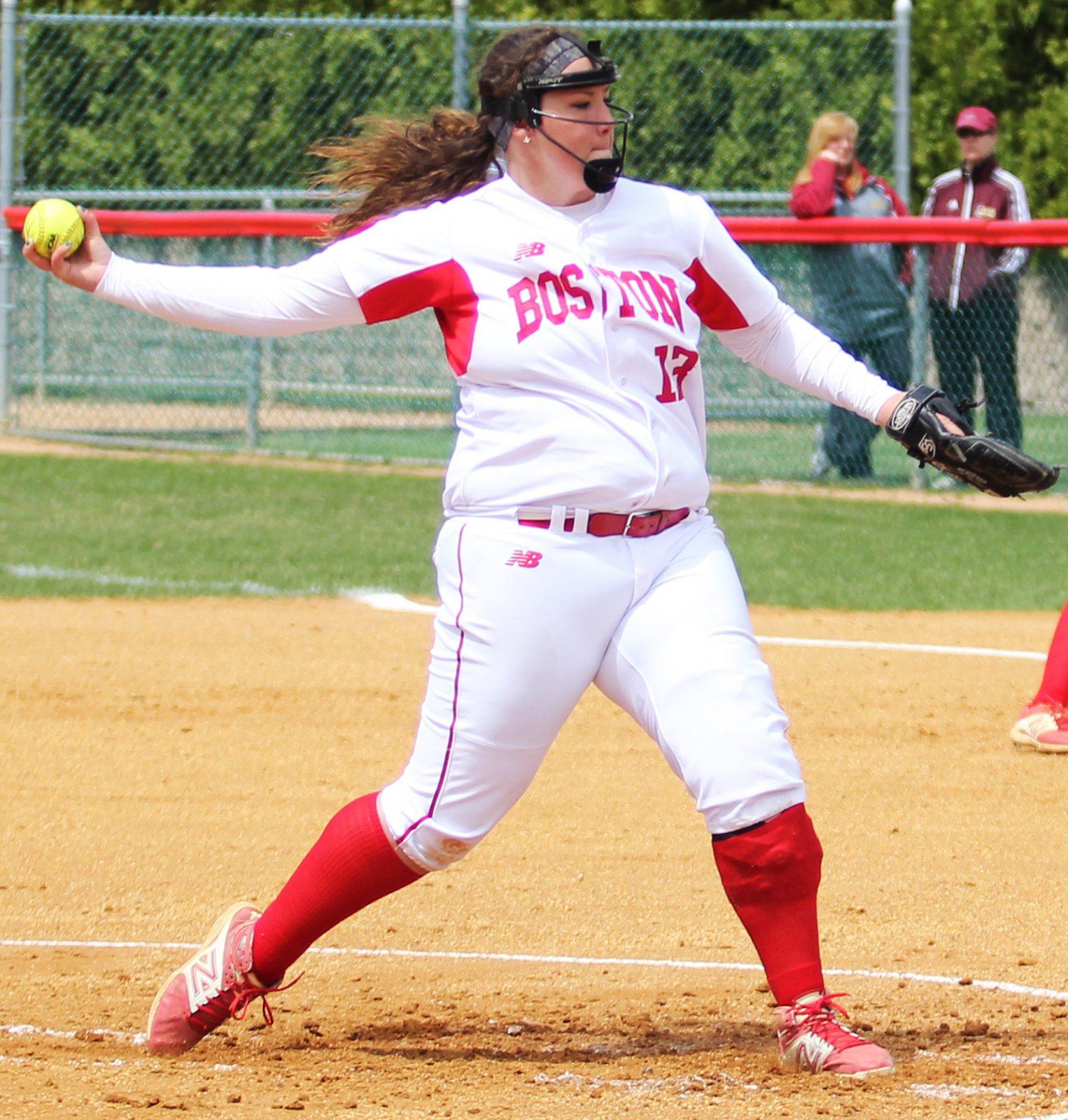 Makinna Akers pitched well, but gave up a costly two-run single in the fifth inning that ultimately gave the Eagles the win. PHOTO BY ALEXANDRA WIMLEY/ DAILY FREE PRESS STAFF
