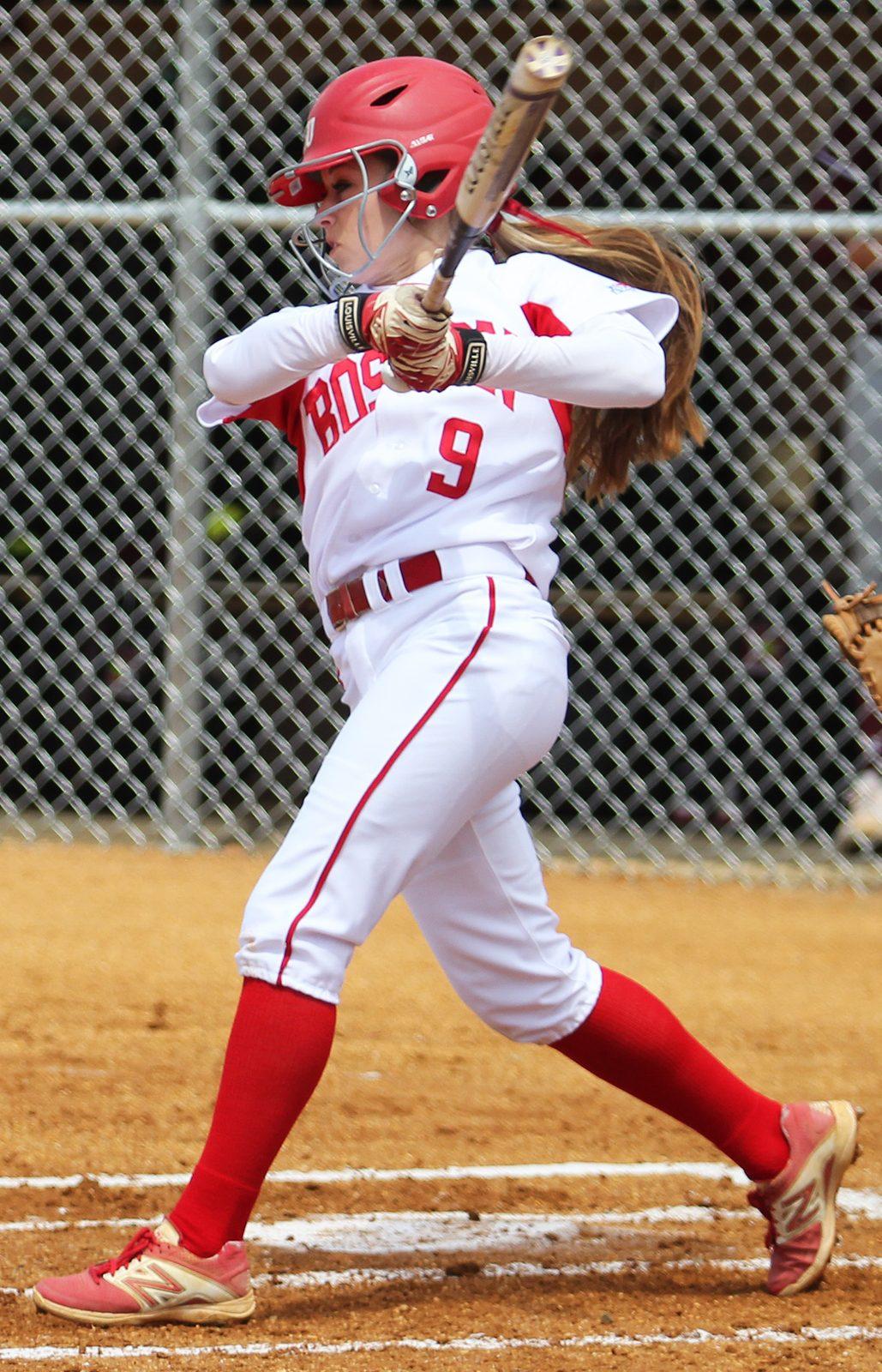 Junior Jilee Schanda was the only Terrier to hit well on Wednesday, and she has steadily improved throughout the seaason. PHOTO BY ALEXANDRA WIMLEY/ DAILY FREE PRESS STAFF