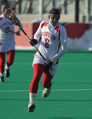 Sarah Anderson netted two goals on Wednesday against UNH. PHOTO BY ALEXANDRA WIMLEY/DAILY FREE PRESS STAFF 
