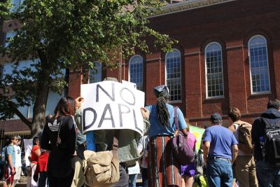 Protesters against the Dakota Access Pipeline march through Boston on Sept. 19. PHOTO BY ALYSSA MEYERS/ DFP FILE PHOTO