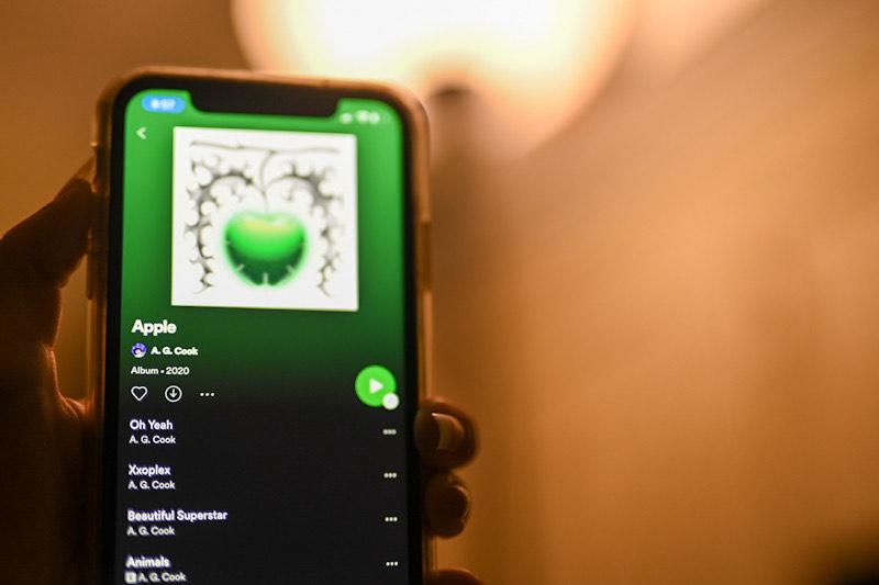 A.G. Cook’s second debut album “Apple” on Spotify. LAURYN ALLEN/ DAILY FREE PRESS STAFF
