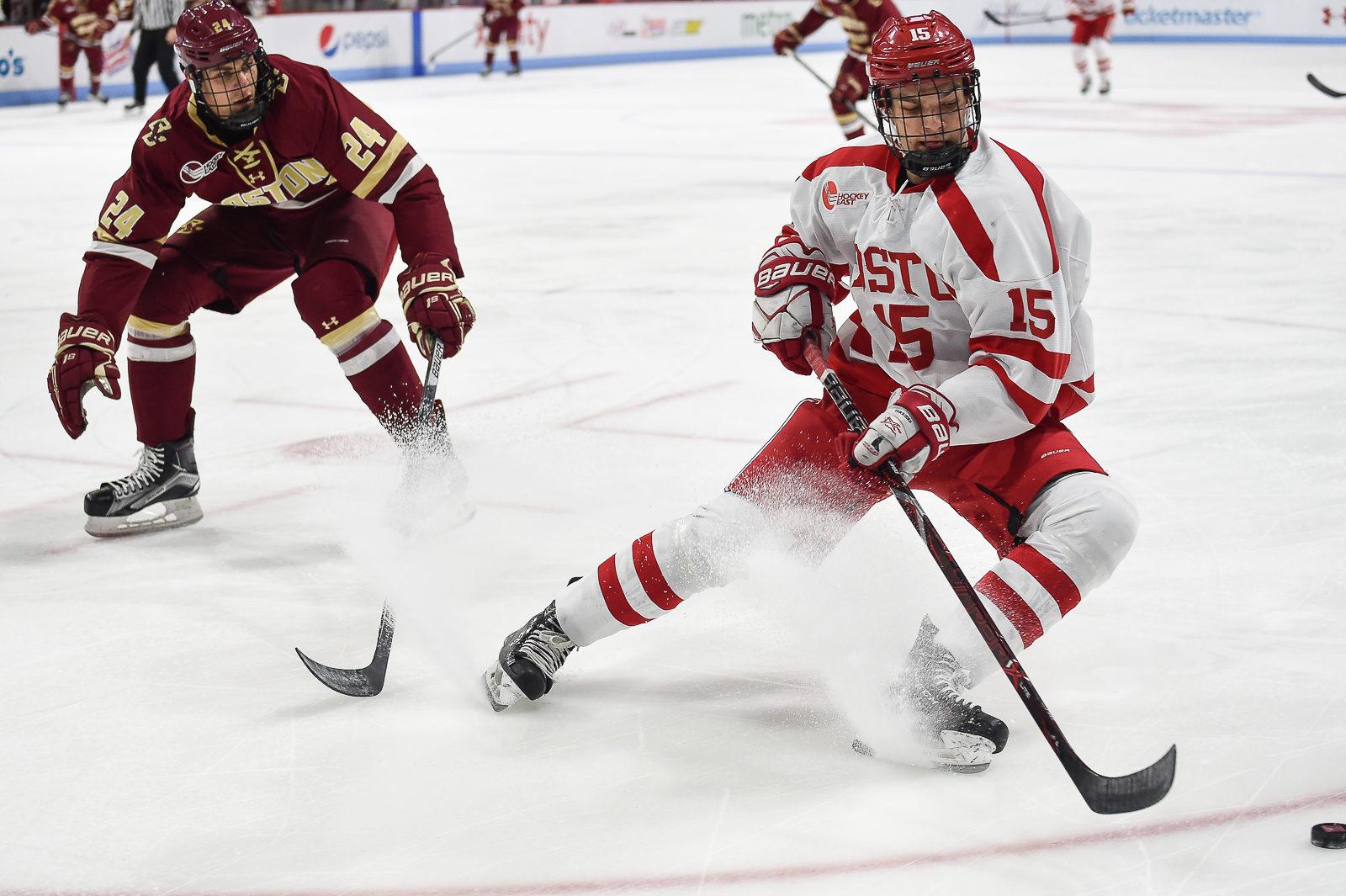 BU freshman forward Shane Bowers scored his eighth goal of the season. / PHOTO BY MADDIE MALHOTRA. 
