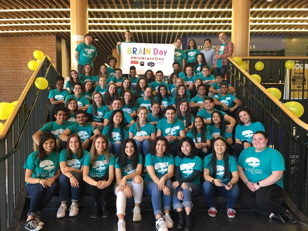 The Boston University Mind and Brain Society at their annual Brain Day event on April 6 at the Bruce C. Bolling Municipal Building. COURTESY OF BU MIND AND BRAIN SOCIETY