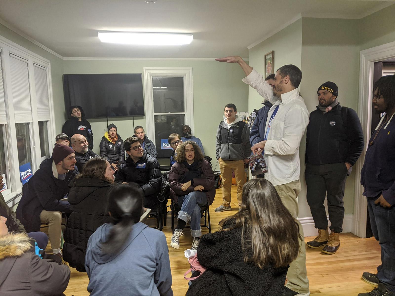 Boston University student organization BU4Bernie canvas in Concord, New Hampshire in December 2019. COURTESY OF BU4BERNIE