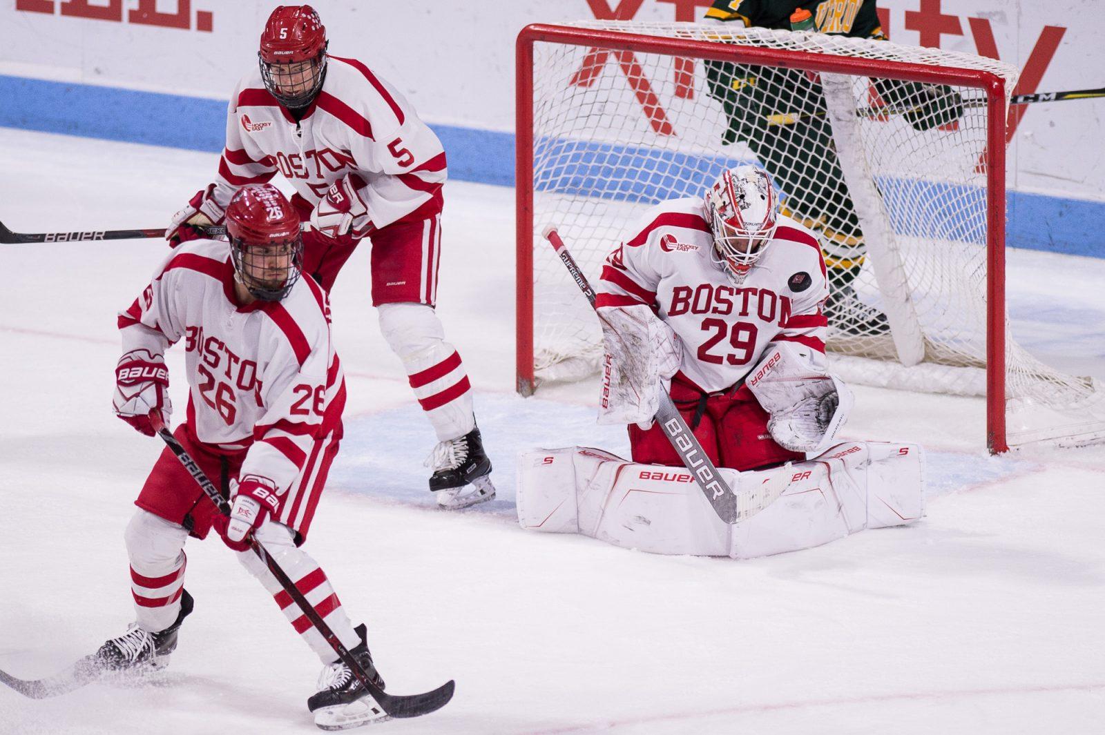 Sophomore goaltender Jake Oettinger has eight career shutouts for the Terriers. PHOTO BY MADDIE MALHOTRA/ DAILY FREE PRESS STAFF 
