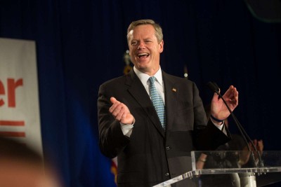 Baker thanks his supporters for helping him win the gubernatorial election. PHOTO BY MIKE DESOCIO/DFP FILE PHOTO