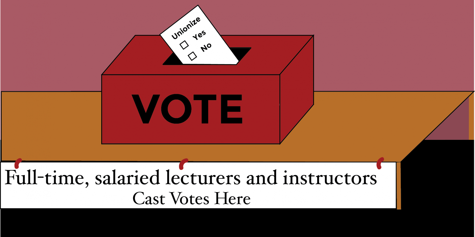 Full-time lecturers and instructors at BU will vote to unionize using mail-in ballots sent Tuesday by the National Labor Relations Board. GRAPHIC BY RACHEL CHMIELINKSKI/DAILY FREE PRESS STAFF