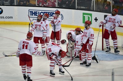 Only an overtime goal kept BU from winning back-to-back Beanpot titles. PHOTO BY MADDIE MALHOTRA/DAILY FREE PRESS STAFF
