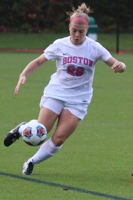 Senior forward Erica Kosienski scored her first goal of the season in Saturday's win. PHOTO BY BETSEY GOLDWASSER/ DAILY FREE PRESS STAFF 