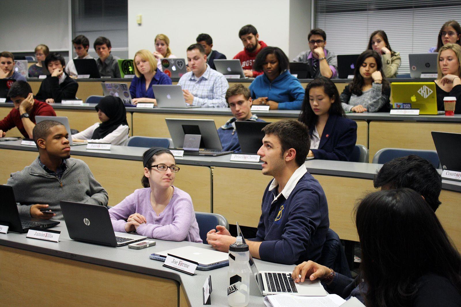 Joe Ferme (CAS ’15), Boston University Student Government president, speaks at a Dec. 1 Senate meeting. PHOTO BY BETSEY GOLDWASSER/DAILY FREE PRESS STAFF