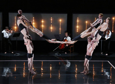 CIRCA, Opus with the Debussy String Quartet, a group that combines acrobatics and a string quartet to the music of Russian composer Dmitri Shostakovich, performed this weekend at the Citi Shubert Theatre. PHOTO COURTESY JUSTIN NICHOLAS