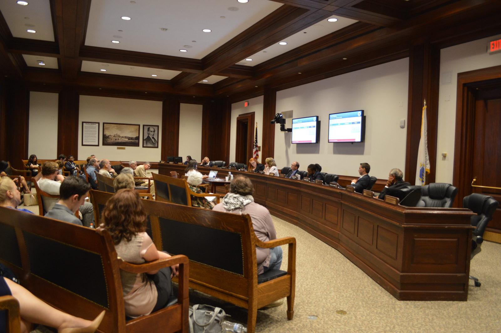 The Joint Committee on Public Health hears a bill on physician-assisted suicide Tuesday afternoon at the State House. PHOTO BY CAROLYN KOMATSOULIS / DAILY FREE PRESS STAFF