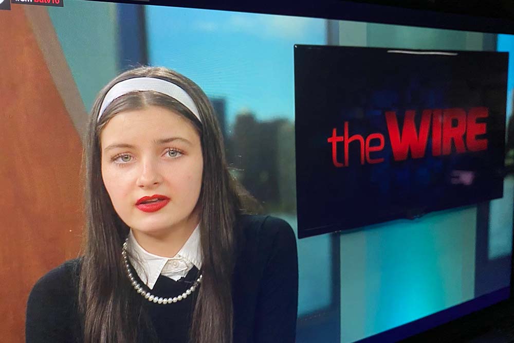Anchor Alex Dowd for butv10 news show The Wire. The Wire addressed recent misconduct allegations leveled against its faculty adviser, Christophor Cavalieri, in a morning news broadcast Friday.