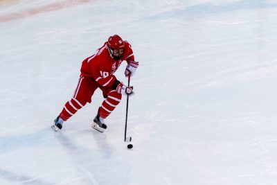 Chabot scored his second goal of the season out the outdoor Frozen Fenway game against UMass. PHOTO BY JOHN KAVOURIS/DAILY FREE PRESS STAFF