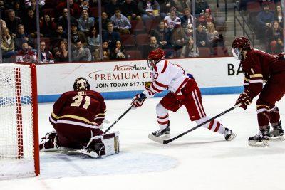 Division I Hockey wasn't always a given for Chabot, which is part of the reason why he has embraced BU so much. PHOTO BY JOHN KAVOURIS/DAILY FREE PRESS STAFF