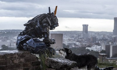Sharlto Copley is Chappie, a robot given the ability to think for himself, in “Chappie,“ released Friday. PHOTO FROM COLUMBIA PICTURES
