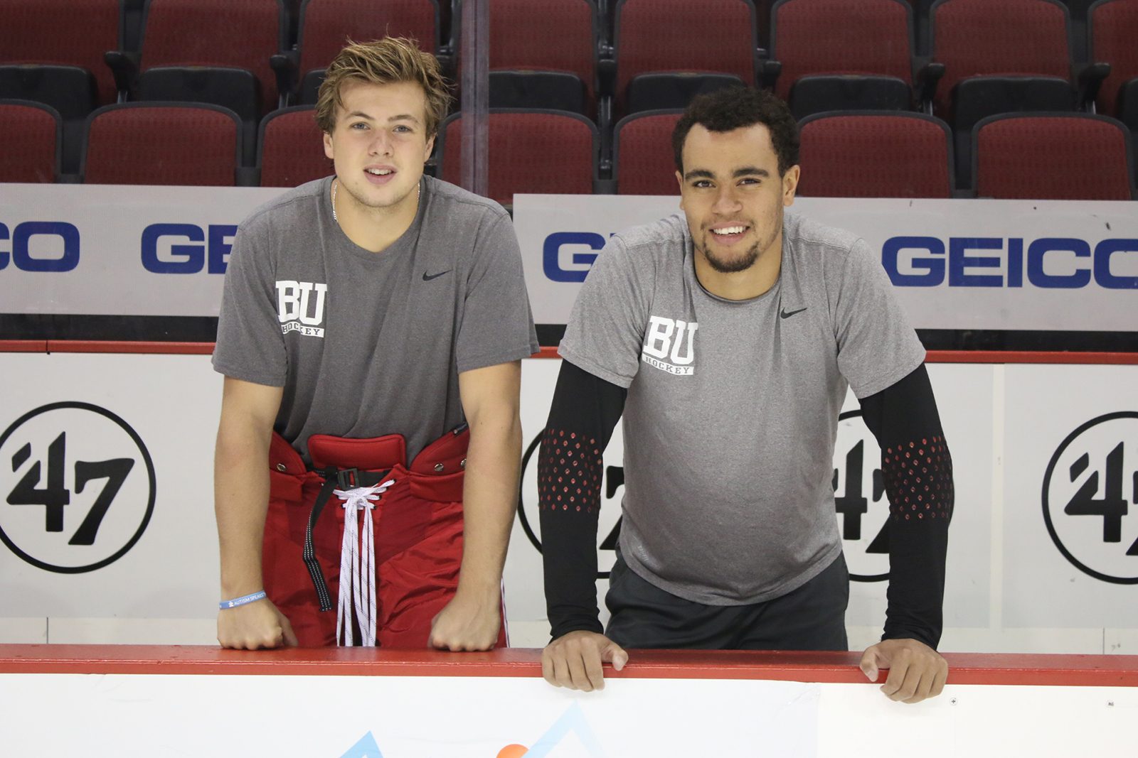 Sophomores Charlie McAvoy and Jordan Greenway bring leadership, skill and a winning attitude to this year's Terriers. PHOTO BY BETSEY GOLDWASSER/ DAILY FREE PRESS STAFF 