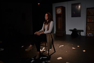 Mary Kate Heagerty as Emma in Boston University Stage Troupe’s production of “Stupid F%$king Bird.” PHOTO BY CHLOE GRINBERG/ DAILY FREE PRESS STAFF