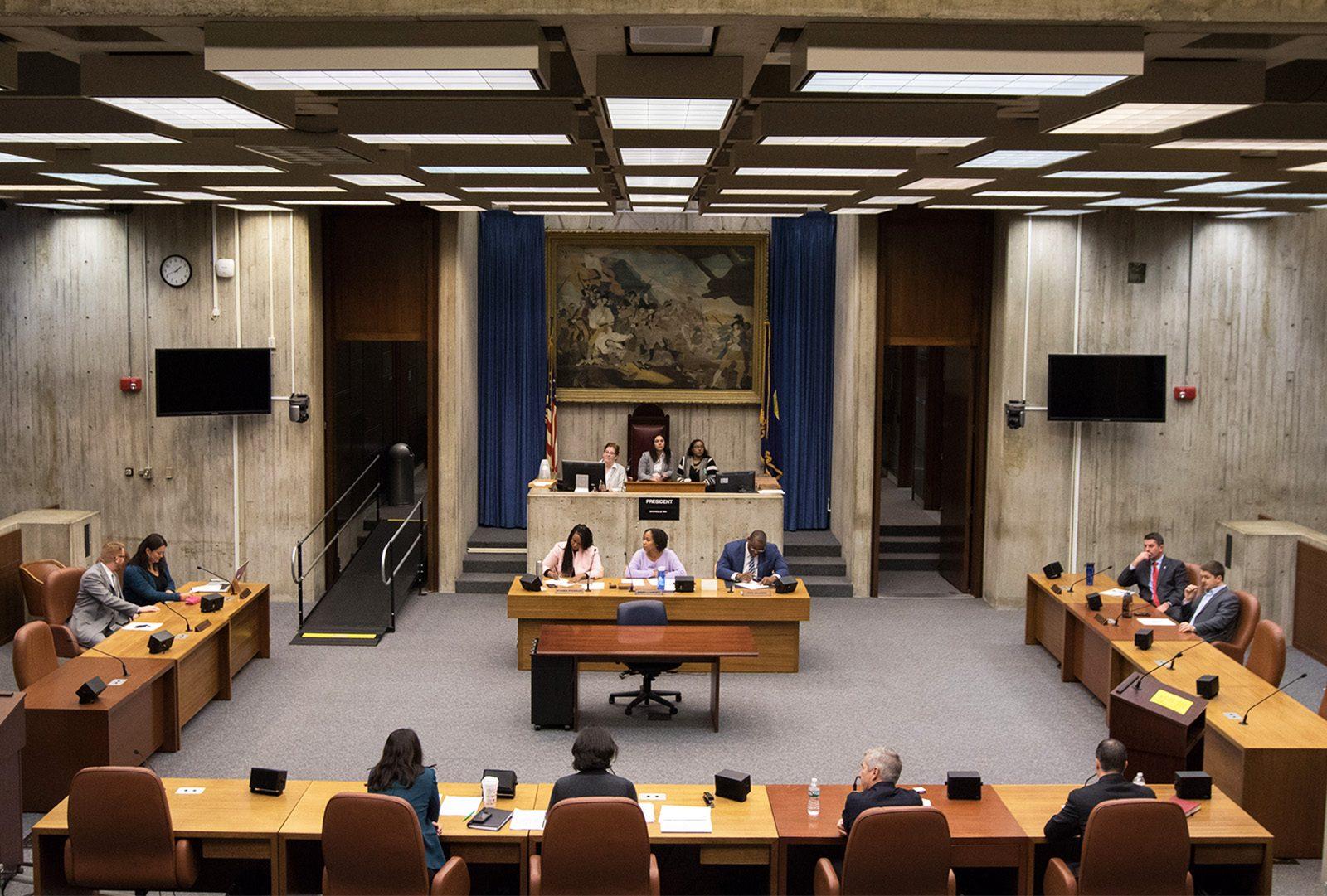 Boston City Council meets Monday afternoon at City Hall to discuss programs and services for citizens coming back from incarceration. PHOTO BY JUSTIN HAWK/ DAILY FREE PRESS STAFF